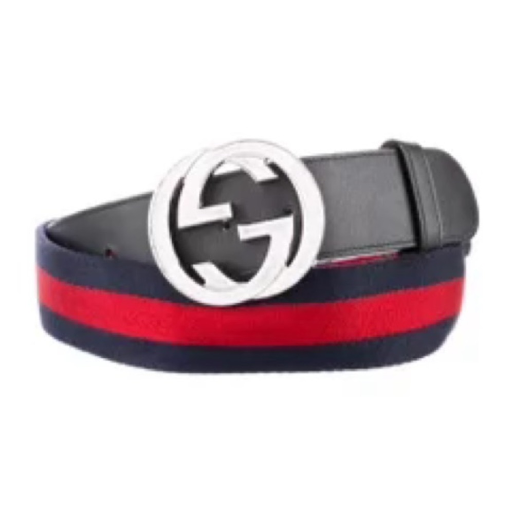 Gucci Interlocking G Logo Canvas Belt & Silky Dust Cover Bag.